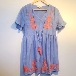 NWT Entro Blue and White Striped Dress Size S